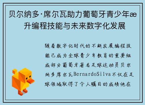 贝尔纳多·席尔瓦助力葡萄牙青少年提升编程技能与未来数字化发展